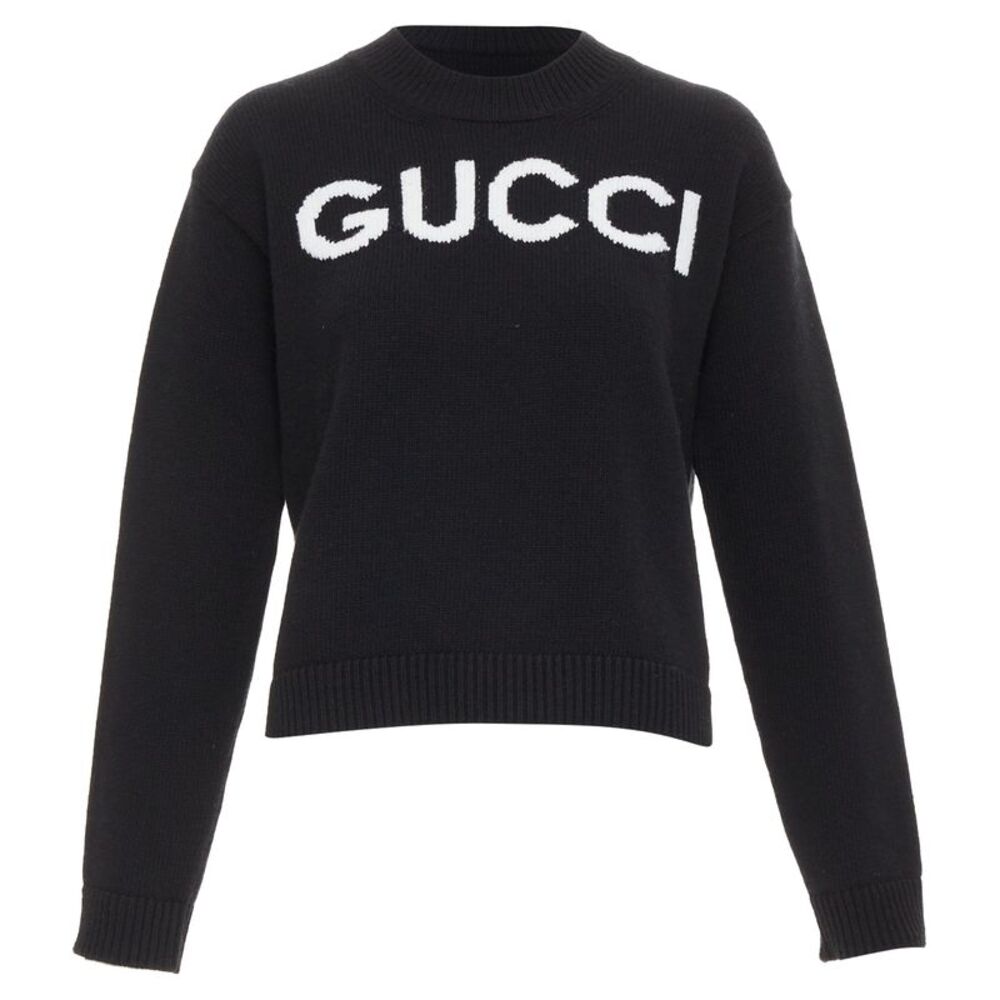 Gucci wool block logo intarsia crew neck pullover sweater